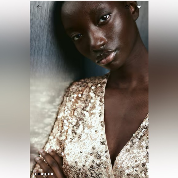 H&M Gold Sequin Wrap Dress SIZE S NWT - Picture 2 of 6